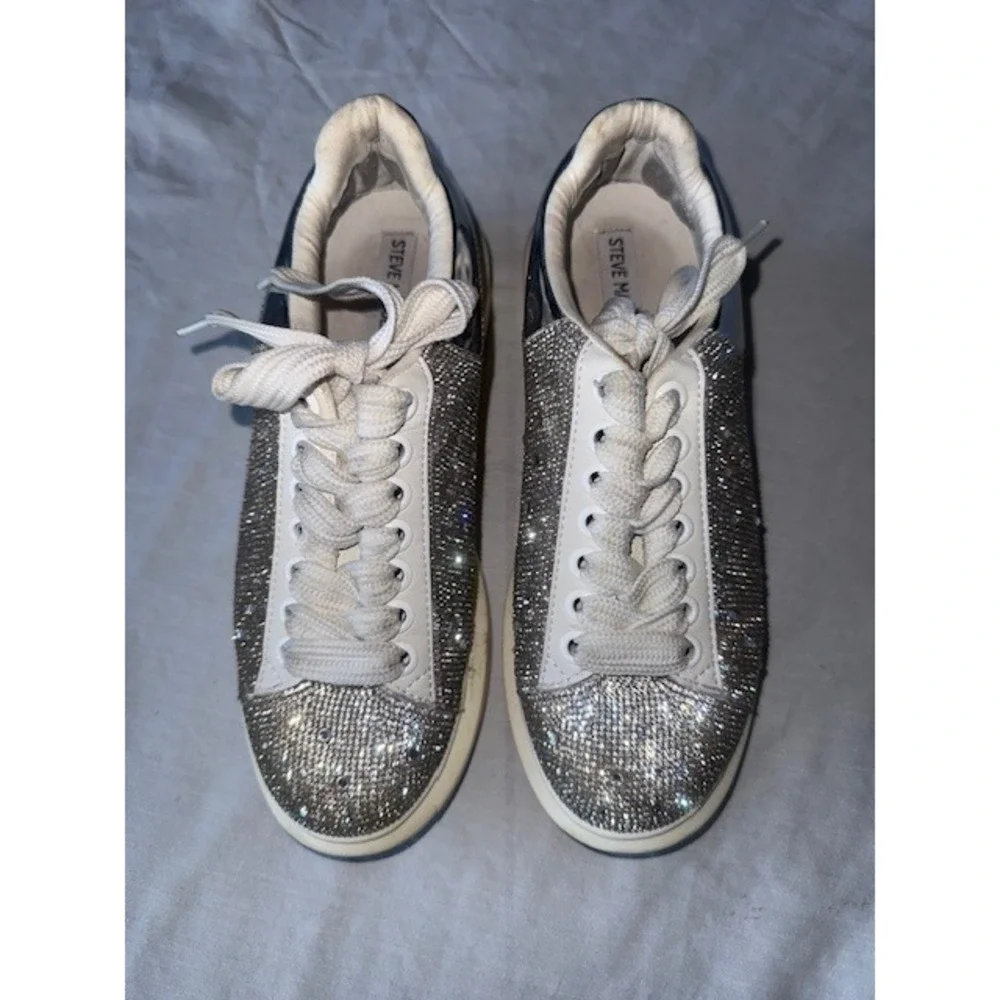 Steve Madden Glimmer-R Rhinestone Sneakers Platform Shoes Size 9M Sparkly - Picture 3 of 10